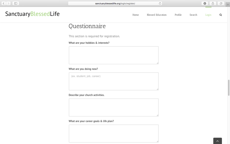 How long do my answers have to be for the Questionnaire? - Sanctuary Blessed Life - Blessing & Matching Directory